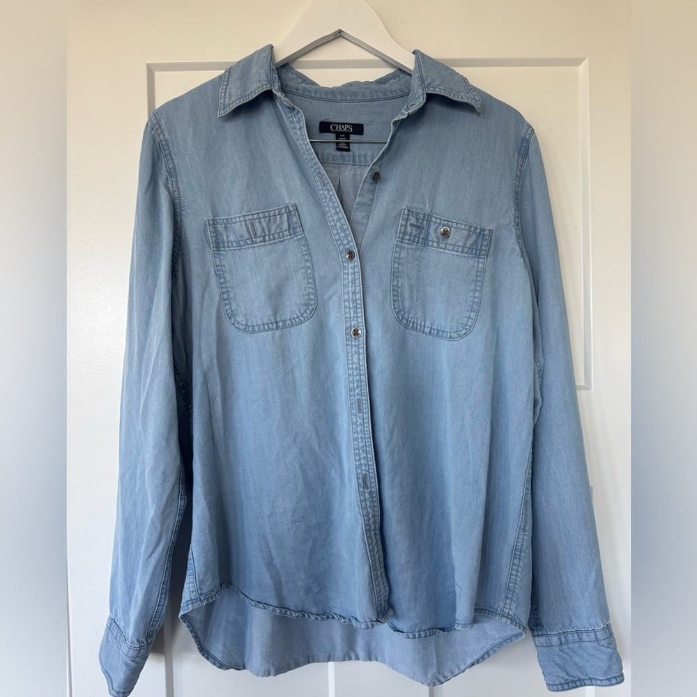 Chaps Blue Denim Button-Up Shirt
